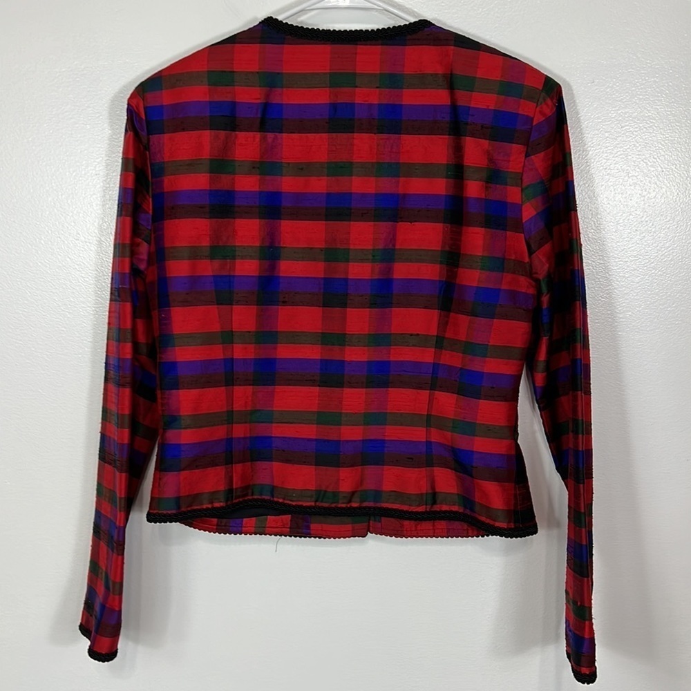 Maggy London Silk Plaid Blazer Jacket Y2K Vintage Size 6 - Picture 3 of 3